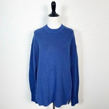 Lululemon Women's Merino Wool Blend Ribbed Crewneck Sweater in Blue Size 8