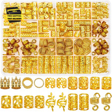 220 Pcs Gold Hair Jewelry for Braids, Loc Jewelry for Hair Dreadlock, Loc Charms