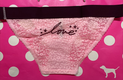 2019 Victoria Secret PINK Laurel & Love Leopard Lace Bikini Panties L Wide Band