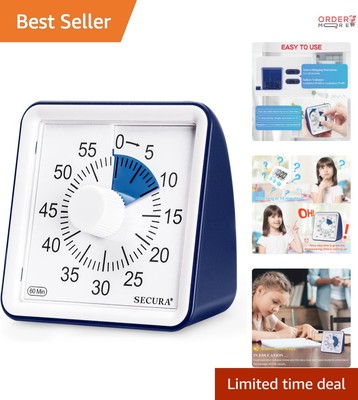 60-Minute Classroom Timer Visual Countdown for Kids & Adults Navy Blue