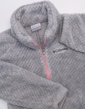 Columbia Girls Fire Side II Sherpa Half Zip Fleece Jacket Medium 10/12 Gray Pink