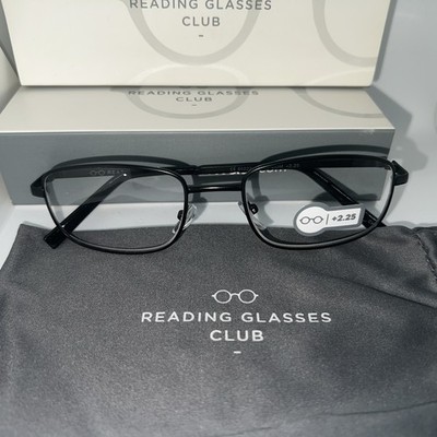 Reading Glasses Premium Quality +2.25 Black Men s Rectangle Metal Strong Hinges