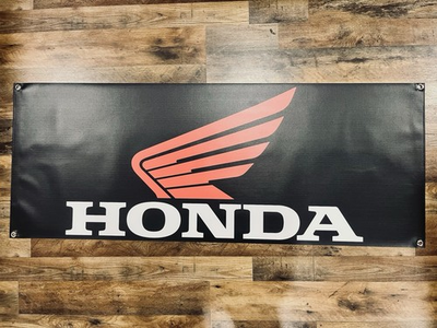 #ad Honda Black Logo Vinyl Banner Heavy Duty 10oz Work Shop Garage Man Cave Decor $28.99