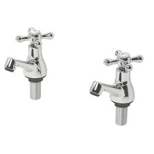 Swirl Bathroom Basin Pillar Taps Chrome 82mm Cross Head Full Turn Operation Pair