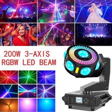 200W 3-Axis Laser Moving Head Light RGBW Stage Lighting 7LED DMX Beam Disco DJ