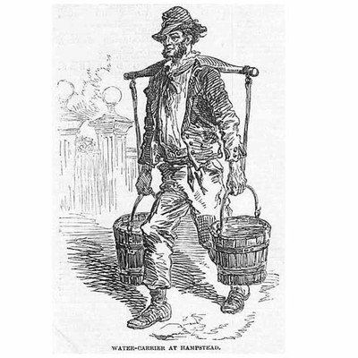 LONDON Wasserträger in Hampstead - antiker Druck 1850