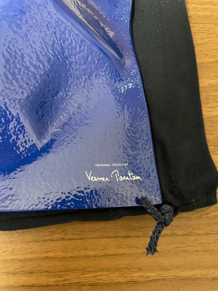 Bandeja de vidrio Georg Jensen Verner Panton pintura azul hecha a mano 10,6 x 12,5 pulgadas Foto 3 de 4