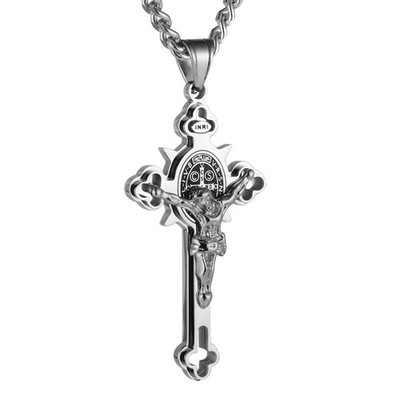 HZMAN Religion Stainless Steel Saint St St. Benedict Crucifix Cross Pendants ...