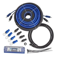  Amp Wiring Kit - 17ft Amplifier Subwoofer Wiring Kit with True 4 Gauge Blue
