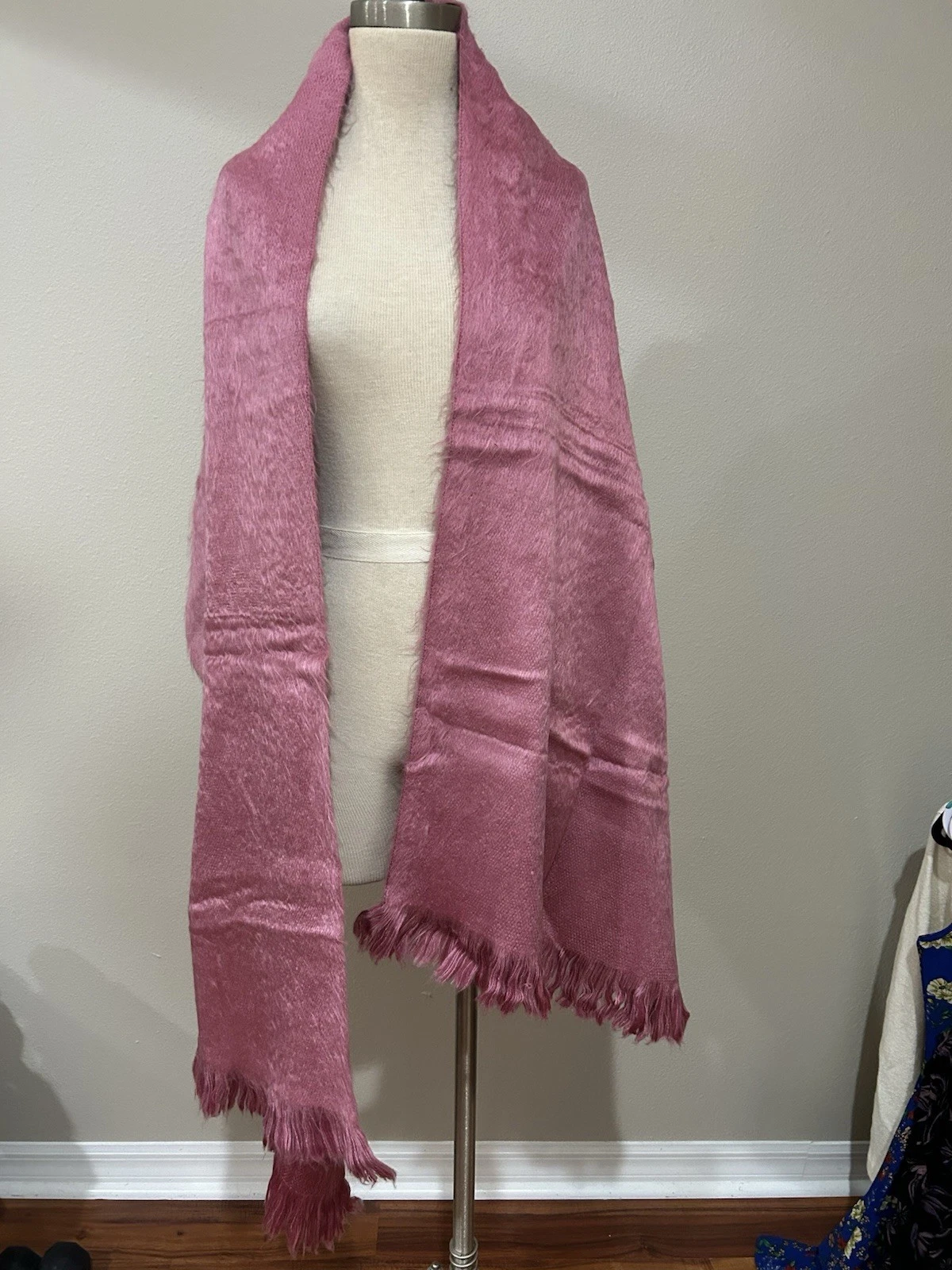 Soft Shupaca Brushed Alpaca Blend Long Scarf Shawl Mauve Pink Ecuador 21.5x82"