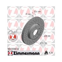 Zimmermann 100.3330.52 Bremsscheibe Vorderachse FüR Vag Audi (Faw)
