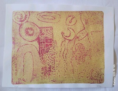 Original Art 'Rise' Acrylic GELLI ART Monoprint  by Val