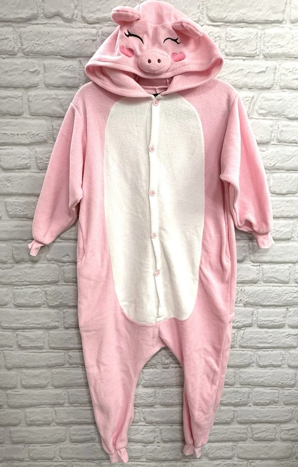 Kids Pink Pig Halloween Costume Size 8/10 Button Up Body Suit Warm Ships Fast! - Image 3 of 4