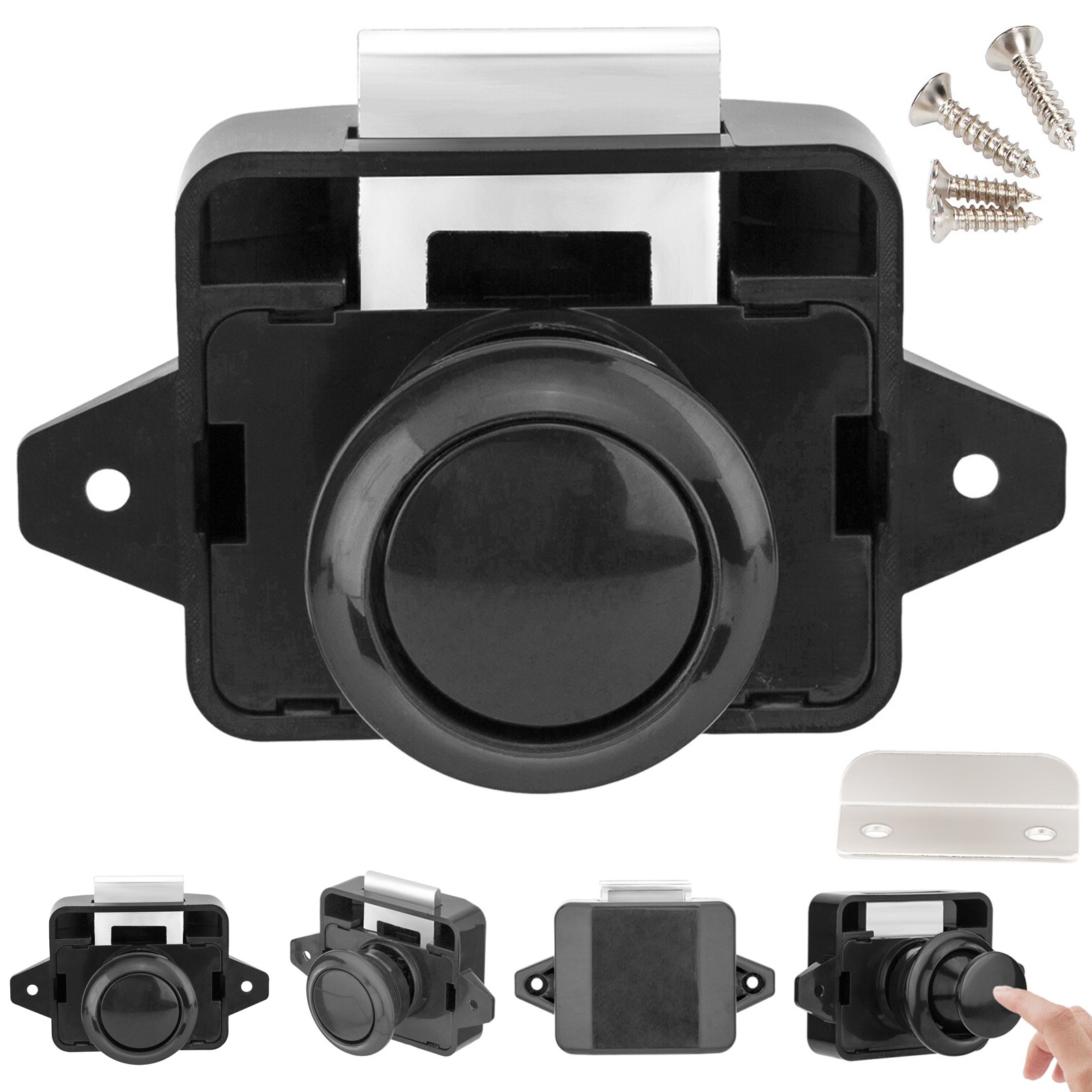 Push Button Catch Lock Cupboard Door Latch Knob Motorhome Cabinet Camper Caravan
