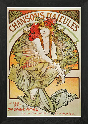 Alphonse Mucha Jugendstil gerahmtes Wandbild Poster Leinwanddruck Bild