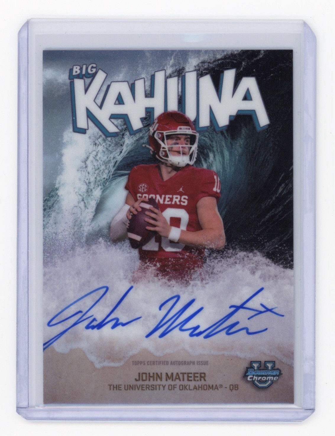2025 Bowman Chrome U Big Kahuna John Mateer Case Hit Auto SSP Oklahoma On Card