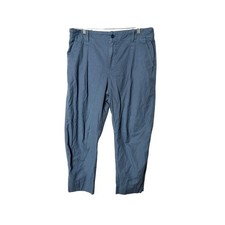 AYR The Bam Pants Womens 12 Blue Pleated Barrel Leg Cropped Stretch Cotton