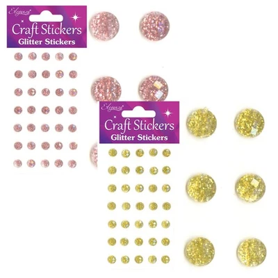 4mm / 8mm Self Adhesive Sparkly Gems Sticker Eleganza Crafts Rose Gold/Gold/ Red