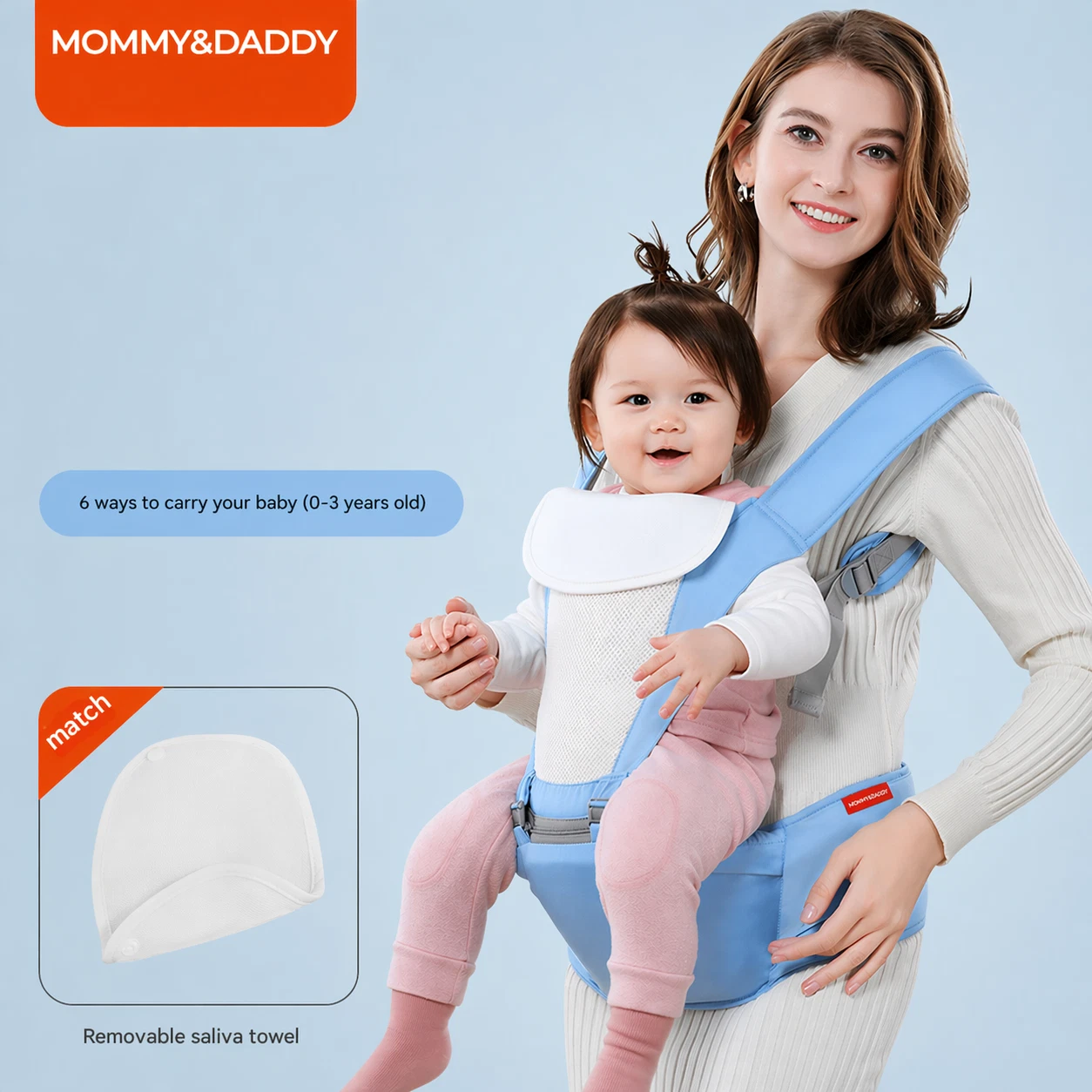 6-in-1 Baby Carrier with Hip Seat Waist Stool Ergonomic Breathable Newborn to To