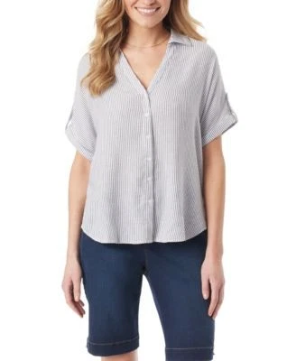 Gloria Vanderbilt Womens Striped Roll-Tab Camp 29039191527 M RT $44.0