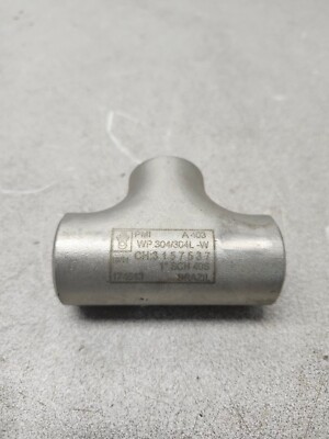 NEW PMI Tee Stainless Steel, 1'' Fitting Pipe, 3 in Overall Lg SCH40S 403S WP304