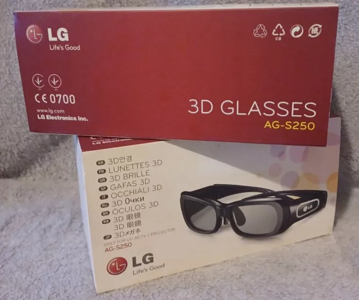 2 Pr LG AG-S250 3D Glasses Only For LG 3D TV Projector