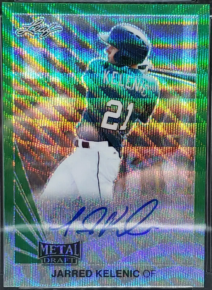 2019 Leaf Metal Draft Jarred Kelenic '90 Throwback Auto Green Wave 5/5 PSA 9  - Image 2 of 4