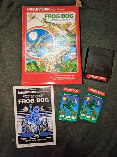 INTELLIVISION FROG BOG Boxed W/ Manual & 2 Overlays 1982