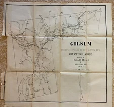 1876-1877 Gilsum New Hampshire Survey Map 28"x29" Silvanus Hayward Antique Orig