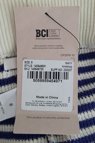 Pantalones Cortos TU Damas Azul Blanco Rayas Talla 8 Reino Unido Algodón Tejido Cintura Elástica PVP £14 - Imagen 6 de 8