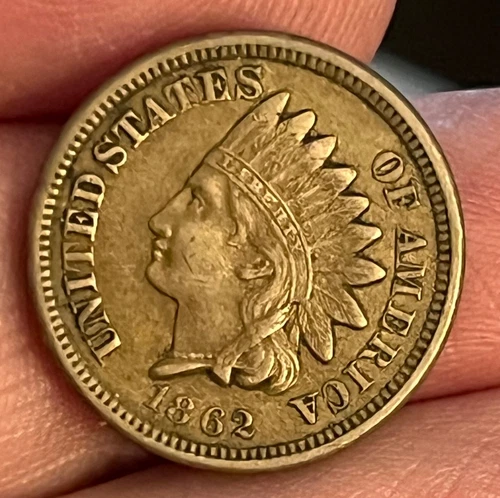 1862 Indian head cent,  XF ,  Better date