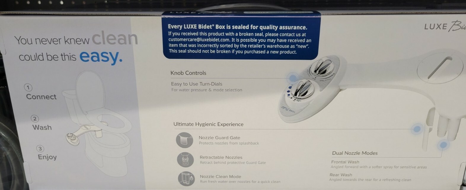 NEW Luxe Bidet W85 Pearl Gray Freshwater Dual Nozzle Self Cleaning Non