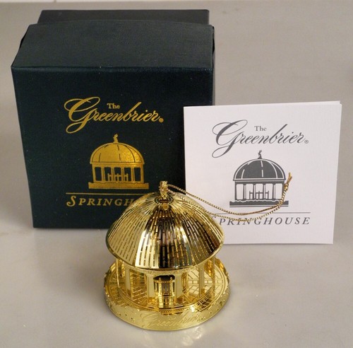 Greenbrier Resort Springhouse Christmas Ornament Brass w/ Box