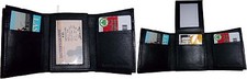Lot of 2 New Trifold Leather Men  s wallet Black 1 ID 9 cards 2 bill spaces