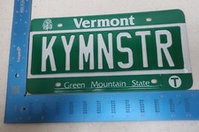 Vermont License Plate Tag VT Vanity Kentucky Monster KY KYMNSTR #1