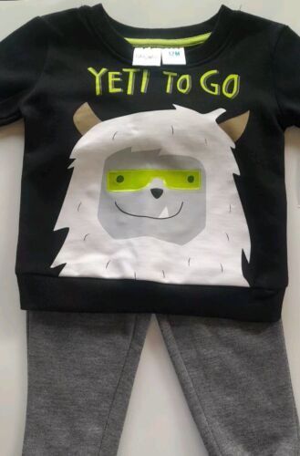 Baby Boy Toddler 2pc Jogger Set Size 12 Months "Yeti To Go" Sweatshirt