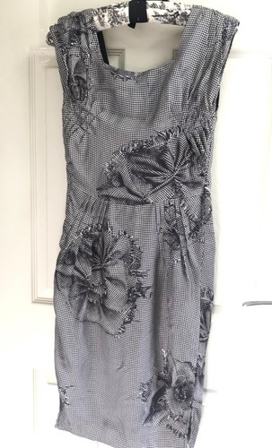 CHRISTIAN DIOR JOHN GALLIANO Light VINTAGE SILK Houndstooth Dress 4 US / 8 UK - Picture 9 of 11