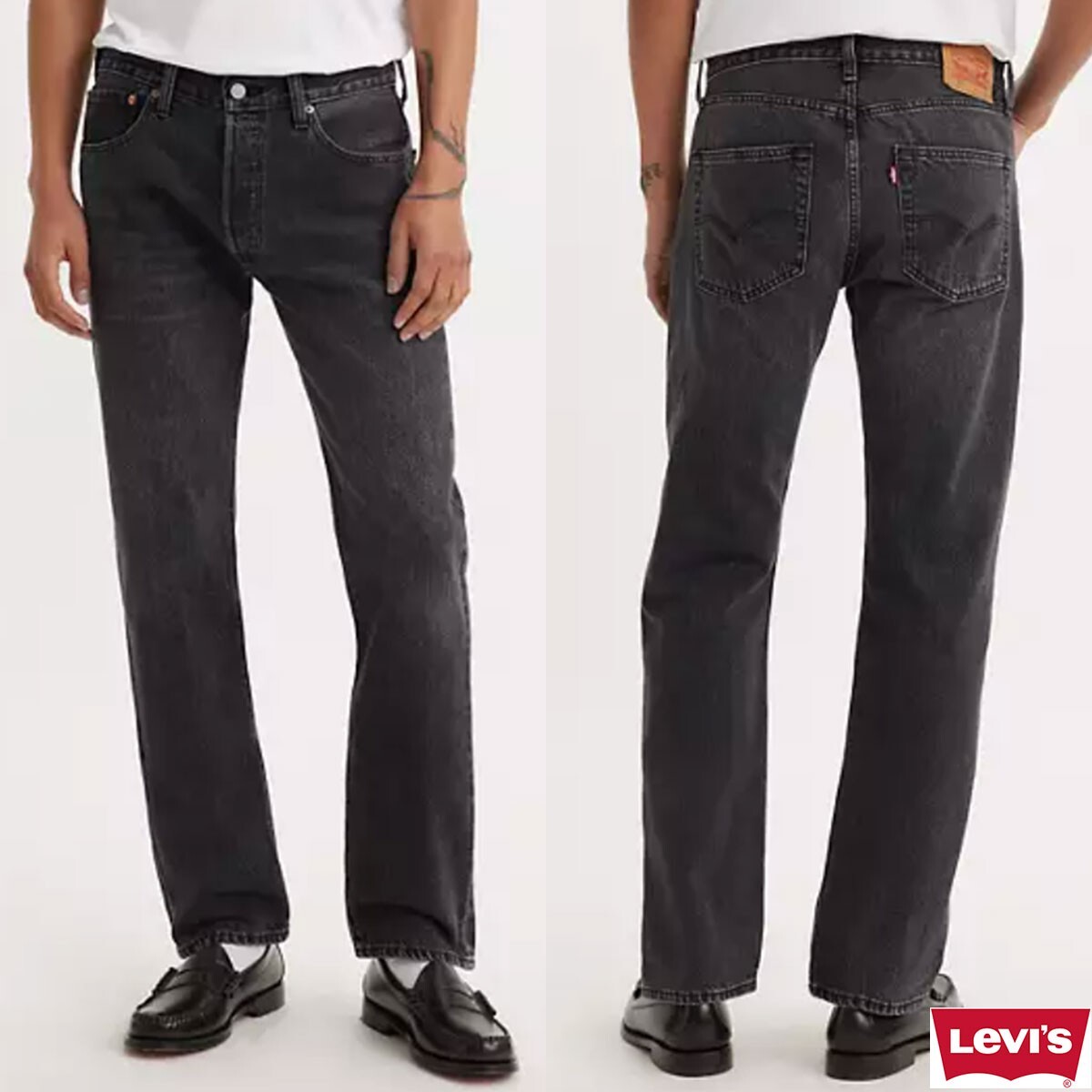 Levi's Men’s 501 Jeans Original Straight Fit Denim Pants 32x32 Black Wash NEW thumbnail 5