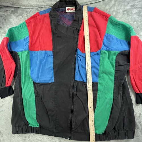 VTG Sunny Sport Full Zip Jacket Mens 3XL Blue Color Block Aztec Boho Knitted USA - Picture 6 of 14