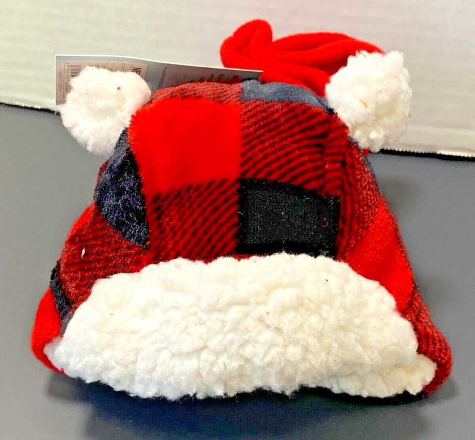 NEW Cat &Jack Newborn Red Black Plaid Fleece Hat W/mittens - Image 2 of 4
