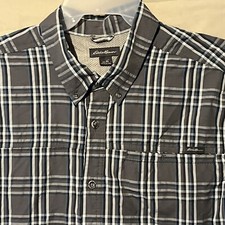Eddie Bauer Mens Size XL Classic Fit Short Sleeve Button Up Plaid Shirt