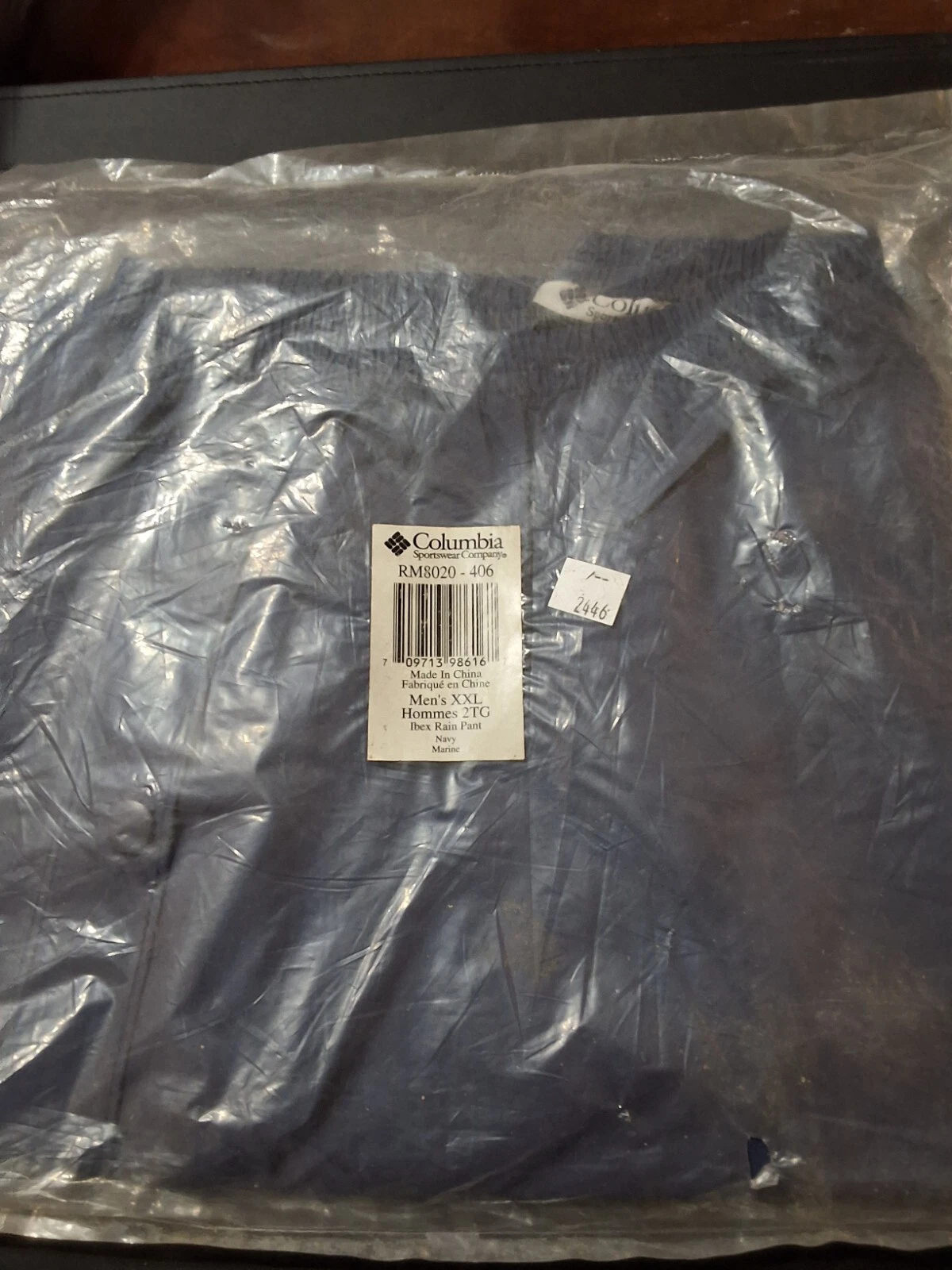 Columbia Men's IBEX RAIN PANTS XXL NAVY MARINE NEW IN PLASTIC RM8020-406