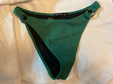 Ladies Green Crinkle Effect Bikini - Nasty Girl - Size UK 10 - Bandeau Top - VGC