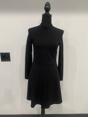Black Gothic Dress Size S Mock Neck Long Sleeve Corporate Goth Trad Goth Midi