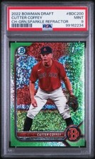 CUTTER COFFEY 2022 Bowman Draft #BDC200 (1st) GREEN SPARKLE REFRACTOR /99 PSA 9