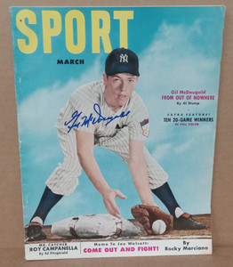 Gil McDougal Signed TWICE in Person March 1952 Sport Magazine New York Yankees