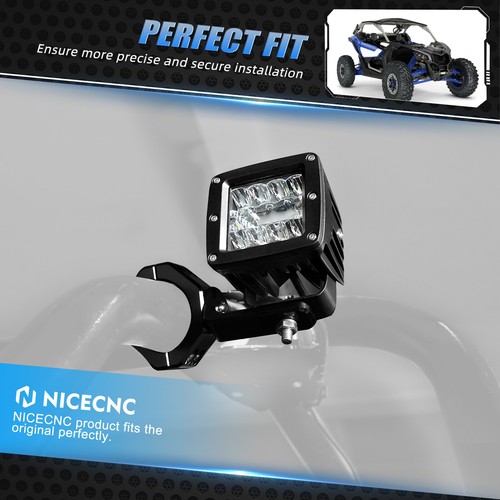 NICECNC LED Work Light Bar Spot Pods Kit For Can-Am Maverick X3 RR R 2017-2023 - Picture 8 of 14