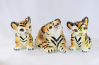 Vintage Shafford Japan Tiger Cubs Set of 3 Hand Painted Orange Black Yellow