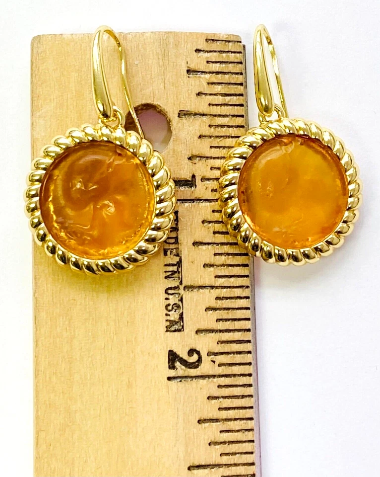 Brincos de bronze Bellezza italiano grego mito âmbar Murano gancho de vidro HSN - Imagem 4 de 4