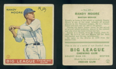 (58865) 1933 Goudey 69 Randy Moore Braves-MK-VGX